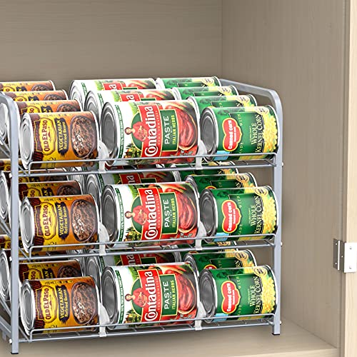 BTY Can Organizer for Pantry Stackable 2 Pack, Can Storage Organizer Rack Stacking Can Dispensers Small Space Holds up to 36 Cans for Pantry, Kitchen, Cabinet- Silver - color: Silver