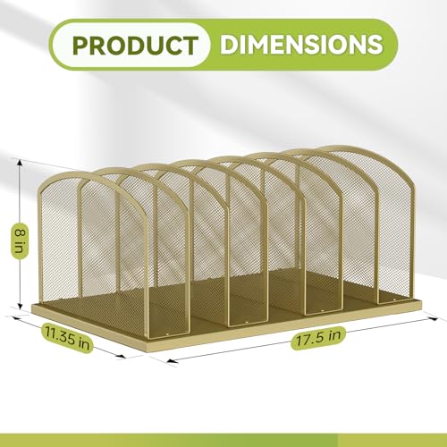 MINDEPOT Desk File Organizer Vertical 7 Sections Mesh File Sorter Paper Storage Organizer for Desk, Office Organization File Holder Rack, Gold - color: Gold, size: 1Pack