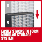 CRAFTSMAN Storage Organizer, 30 Small Drawer Modular Storage System, Easily Stackable, Plastic, Black, White (CMST40730) - size: 30, style: 30 Bins
