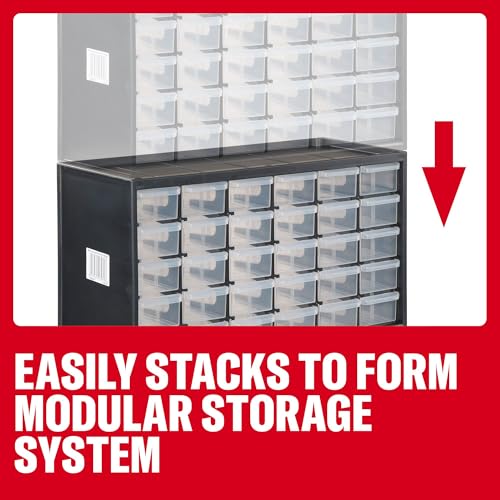 CRAFTSMAN Storage Organizer, 30 Small Drawer Modular Storage System, Easily Stackable, Plastic, Black, White (CMST40730) - size: 30, style: 30 Bins