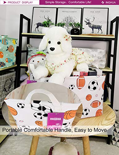 Rectangular Storage Basket Fabric Organizer Bin for Toys,Books,Clothes,Gifts,Pets-Perfect for Home,Office,Nursery,Dorm,Shelf(Rec ball game) - color: Rec ball game