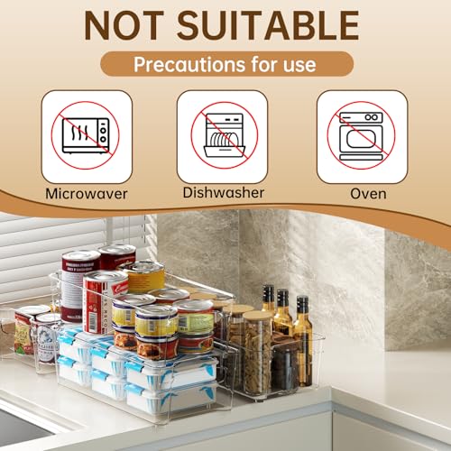 Clear Fridge Organizer, Refrigerator Organizer Bins with Handle, Freezer, Kitchen Cabinet, Pantry Organization, BPA Free Fridge Organizers (12.4 inch 8 Pack) - size: 12.4 inch 8 Pack