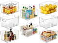 Hudgan Set of 8 Clear Plastic Storage Bins, 8 Large Storage Containers for Pantry Organizers, Home Edit, Kitchen Cabinet, Refrigerator, Under Sink Organization, Bathroom, Office - size: 8L