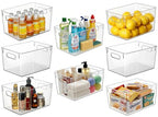 Hudgan Set of 8 Clear Plastic Storage Bins, 8 Large Storage Containers for Pantry Organizers, Home Edit, Kitchen Cabinet, Refrigerator, Under Sink Organization, Bathroom, Office - size: 8L