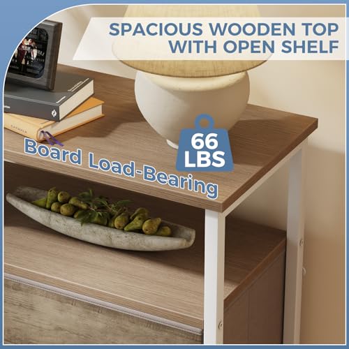 DUMOS Fabric Dresser for Bedroom with 8 Drawers, Tall 8-Drawer Chest of Drawers with Raised Shelf, Storage Tower with Fabric Bins for Closet Organization, Hallway Storage, Oak - color: Oak, size: 31.5"D x 45.9"W x 11.8"H (8 Drawers)