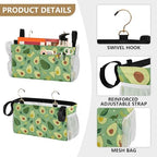 Bedside Caddy Hanging Bunk Bed Caddy Bed Organizer Hanging Pocket with 2 Hooks Bedside Storage Organizer Pocket Bag Holder Green Avocado and Leaf - color: Green Avocado and Leaf