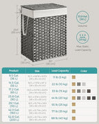 SONGMICS Laundry Hamper with Lid, 23.8 Gallon (90 L) Synthetic Rattan Clothes Laundry Basket with Lid and Handles, Foldable, Removable Liner, Dove Gray ULCB51WG - color: Dove Gray, size: 90 L