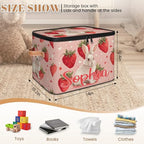 Custom Storage Basket with Name, Personalized Storage Bins with Zipper Lid, Foldable Fabric Storage Box Large capacity with Handle Strawberry Rabbit - color: Option 24