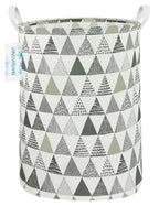 LANGYASHAN Laundry Basket Canvas Fabric Collapsible Organizer Basket for Storage Bin Toy Bins Gift Baskets Bedroom Clothes Children Nursery Hamper (Grey triangle) - color: Grey triangle