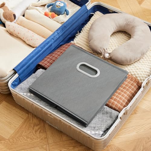 MAX Houser Fabric Storage Bins Cubes Baskets Containers with Dual Plastic Handles for Home Closet Bedroom Drawers Organizers (Cattail Gray) - color: 11 ashy