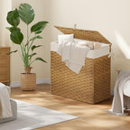 Greenstell Laundry Hamper with Lid, 125L Wicker Laundry Baskets with 2 Removable Liner Bags & 5 Mesh Laundry Bags, Handwoven Rattan Clothes Hamper with Handles for Clothes in Bathroom, Bedroom - color: Light Natural