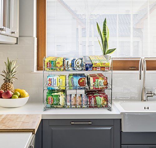 Sorbus Can Organizer Rack, 3-Tier Stackable Can Tracker & Pantry Cabinet Organizer Holds up to 36 Cans, Great Storage for Canned Foods, Drinks, and more in Kitchen, Cupboard, Pantry