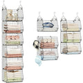 6 Tier Closet Hanging Organizer, Clothes Hanging Shelves with 4 Hanging Hooks 5 S Hooks, Wire Storage Basket Bins, for Clothing Sweaters Shoes Handbags Clutches Accessories Patent Design-Black