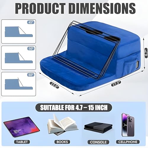 TabCouchCaddy - Couch Cup Holder Tray Pillow - Bed, Couch Caddy, Sofa, RV & Car - Holds Drinks, Snacks, Remotes, Phones, Kindle, Tablet | Bed Cup Holder (Blue) - color: Blue
