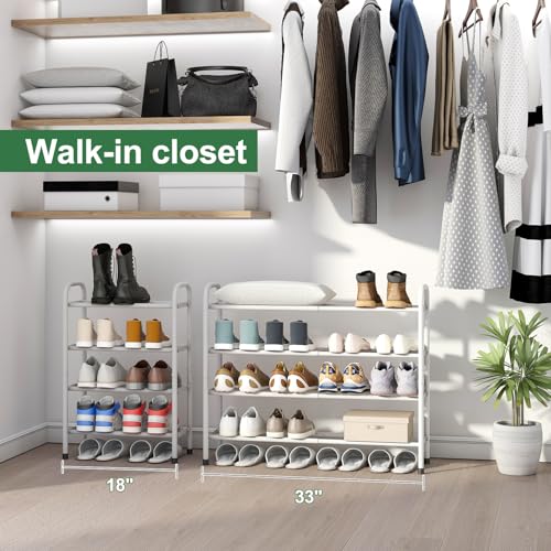 kiplant Expandable Shoe Rack, 4-Tier Expandable Metal Shoe Rack,Shoe Shelf for Closet, Entryway & Hallway - color: White, size: 4-Tier_Long