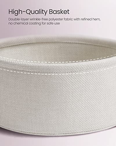 VASAGLE LILEA Collection - Small Round Side End Table, Modern Nightstand with Fabric Basket, Jelly Pink and Cream White ULET223R61 - color: Jelly Pink + Cream White, size: Round + 1 pack