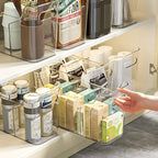 Tall Narrow Clear Bins with Dividers, Plastic Containers for Organizing Kitchens and Bathrooms - 14" L, 2 Pack