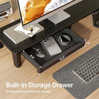 PEGZONE Monitor Stand Riser for Desk, Ergonomic Computer Riser with Storage Drawer, Desktop Shelf Organizer for PC, Laptop, Desk Computer Riser For Home Office