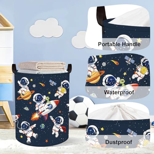 Space Rockets Laundry Hamper Cartoon Astronaut Large Storage Basket Planet Collapsible Parents Organizer Boys Clothes Toy Bins for Bedroom, Bathroom, Alien, 63L - color: Alien, size: 63L