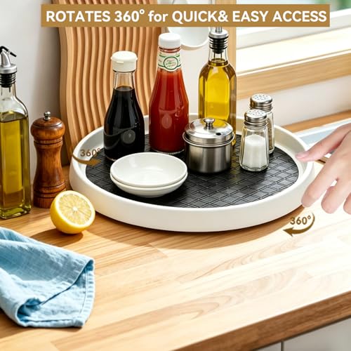 P PRETIRENO Lazy Susan Turntable Organizer, 10 Inch 360° Rotating Tray for Kitchen Cabinet, Pantry, Countertop, Fridge - Non-Skid Spice Rack Storage for Bathroom, Vanity, Makeup - size: 10 inch