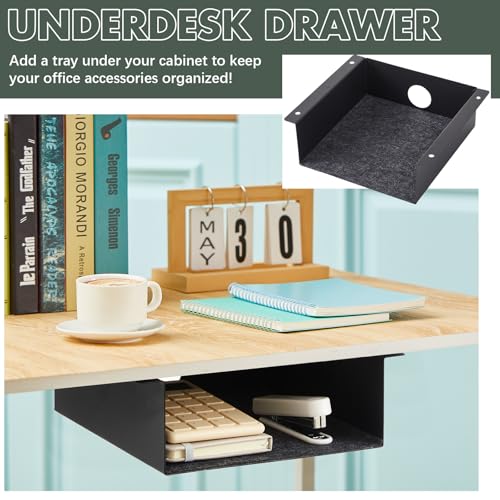 Yaocom 2 Pack Under Desk Hanging Shelf, Carbon Steel Storage Tray with Mute Felt Sheets, Mount Shelves Organizer for Office Home Workstation Gaming Desk Stand up(7.5x8x2.8 in/Storage Shelf,Black) - color: Black, size: 7.5x8x2.8 In
