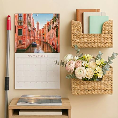Set of 2 Magazine Holder Wall Basket Water Hyacinth Woven Mail Organizer, Wicker Wall Hanging Baskets for Magazines, Letters & Storage Decorative Mail Holder, Magazine Rack, 11.8x4.3x7.9 Inch - color: Water Hyacinth
