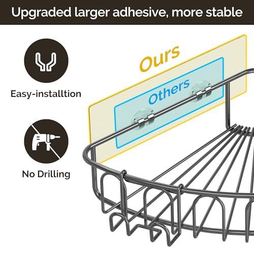 Orimade Corner Shower Caddy Stainless Steel with Hooks Wall Mounted Bathroom Shelf Storage Organizer Adhesive No Drilling 3 Pack, Grey Only for 90-Degree Corner - color: Grey