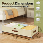 LAMU Under Bed Storage with Wheels, 2 Pack Under Bed Storage Containers with Clear Lids & Label, Rolling Under Bed Drawers for Clothes, Shoes, Blankets, Beige - color: Beige