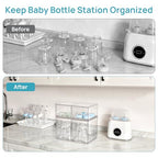 Vtopmart 4 Pack Baby Bottle Organizer Set, Stackable Storage Drawers Ideal for Kichen Countertop, Vanity, Bathroom, Cabinet, Pantry Organization - style: 2 Small+2 High