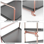 2-Tier Countertop Organizer Cosmetic Storage Rack Vanity Tray Stackable Standing Storage Shelf with Experience Manual(Rose Gold + Black) - color: Black + Rose Gold