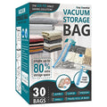 Cozy Essential Vacuum Storage Bags, 80% Compression Vacuum Seal Space Saver Plastic Packaging Bags for Clothes, Blankets, Pillow, Bedding, Comforters, Sealer Clothing Storage,30 Combo - size: Combo