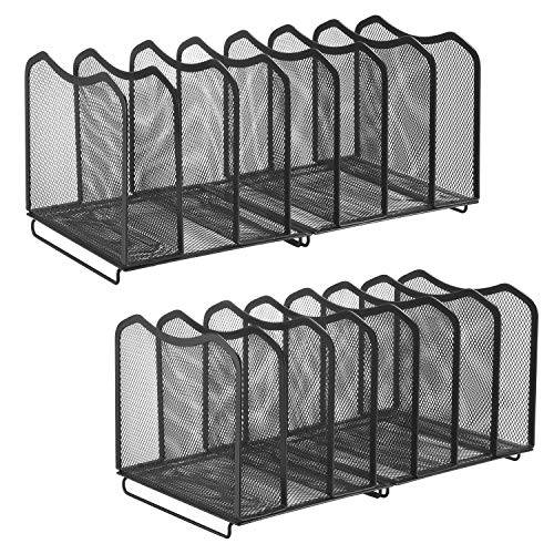 Simple Trending 2 Pack Mesh Desktop File Sorter Organizer, 7-Section Bookshelf For Desk Home Office, Black - style: 2BK-7 Section Black