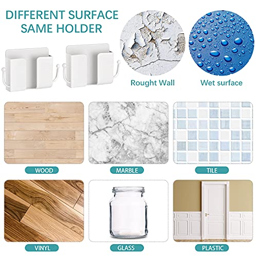 Jetec 6 Pcs Wall Mount Phone Holder Self-Adhesive Wall Beside Organizer Storage Box Plastic Charging Phone Stand Remote Brackets Holder for Bedroom(White) - color: White