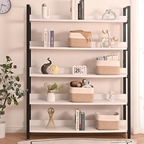 ICERZCZ Storage Baskets for Shelves, Woven Storage Basket, Bins for Cube Storage, Cotton Rope Basket with Handles for Toy, Book, and Clothes Living Room, (4 Packs) Off White & Brown - color: Off White & Brown, size: 12.5"(l)×9.1"(w)×7.9"(h)