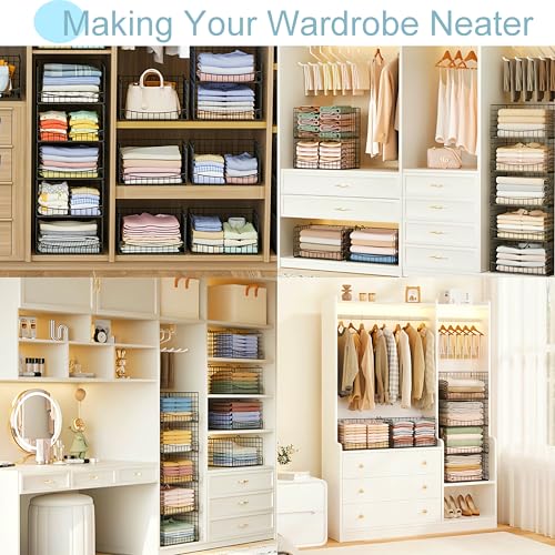 Hongtamoya 5-Tier Stackable Closet Organizers and Storage Shelves, Extend Clothing Closet Shelf Bins for Wardrobe Kitchen Office Bathroom, Clothes Organizer System-Wider Mouth Design, Black - color: Black, size: 5 Tier | Stackable