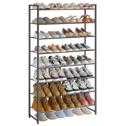 Nunsino Shoe Rack for Closet, Metal Shoe Organizer, 8 Tier Garage Shoe Rack Max Holds 40 Pairs,Shoe Storage Shelf,Entryway, Black - color: Black, size: 8 Tier