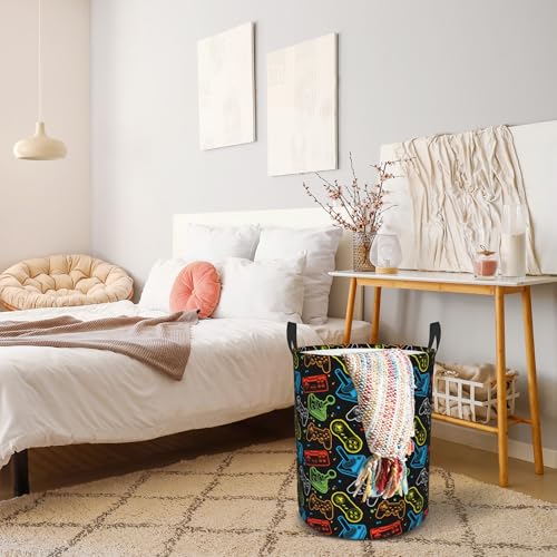 Laundry Basket, Dirty Clothes Basket, Foldable Waterproof Oxford Cloth Storage Basket for Bedroom, Bathroom, Clothes,Large Storage Basket Home Decoration(Game Controller) - color: Game Controller