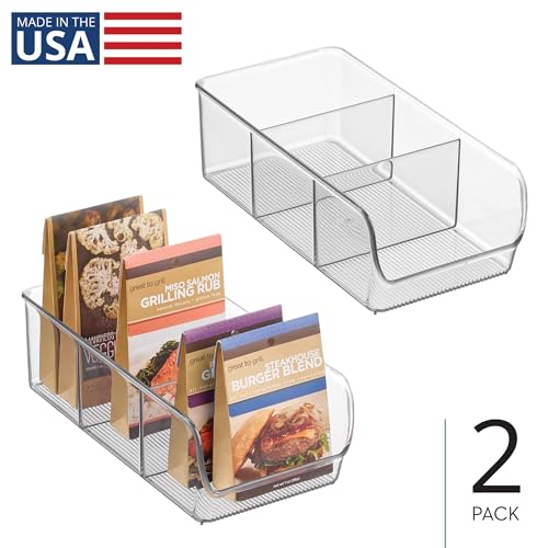 iDesign Stackable 3-Section Divided Storage Bin for Pantry, Fridge, or Cabinet - Set of 2 - Clear - style: Pack of 2
