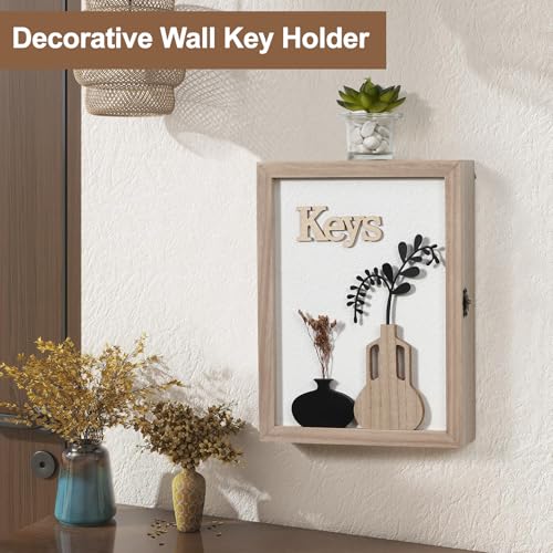Key Holder Wall Mount Key Holder for Wall, Rustic Vase Key Hooks for Wall Key Hanger with 6 Hooks, Key Storage Box Key Cabinet Key Organizer Key Rack for Home Decor Office Entryway Gift