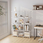 12-Cube Storage Organizer, Metal Wire Cube Shelving Unit, 11.8" L x 11.8" W x 11.8" H, Modular Grid Bookshelf for Closet, Bedroom, Office, White ATTJL12W - color: White