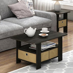Furinno Coffee Table with Bins, Espresso/Brown - color: Espresso/Brown, style: 2 Bin