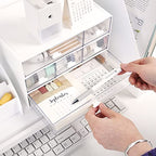 Desk Organizer with Drawers Stackable Storage Drawers, Plastic Compact Desk Storage Box Great for Office School Home Small Space- 1drawers (White) - size: 9*6.5*2inch - 1 Compartment