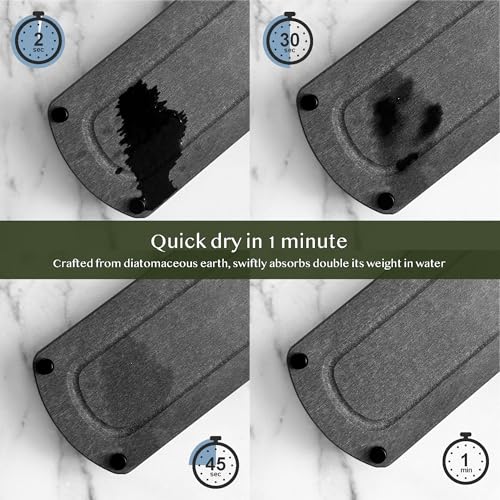 2PCS Water Absorbing Stone Soap Tray for Kitchen Bathroom Sink, Quick Dry Diatomaceous Earth Drying Rack and Shower Caddy, Soap Dispenser and Sponge Holder Organizer for Countertop, TWINKLE MOMENT; Dark Gray - color: Dark Gray