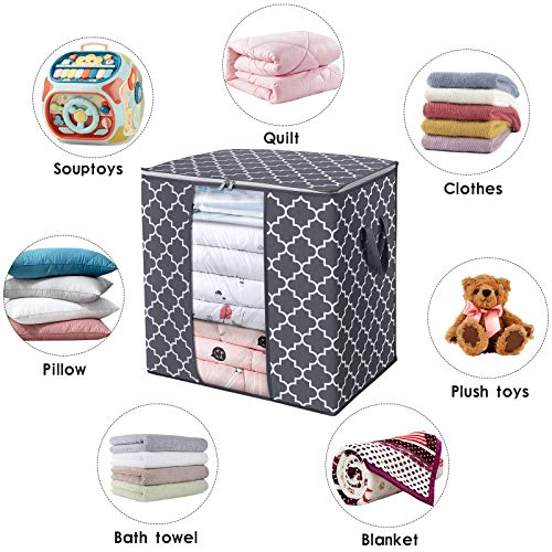 WISELIFE Storage Bags 2 Pack/100L Large Blanket Clothes Organization and Storage Containers for Comforters,Bedding, Foldable Organizer with Reinforced Handle, Clear Window, Sturdy Zippers,Gray - color: Authentic Grey, size: 2x 100L