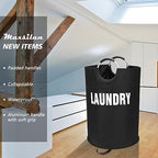 Maxsilan 160L XX-Large Laundry Basket, Freestanding Tall Clothes Hamper, Collapsible Laundry Bag, Black - color: Black, size: 160l