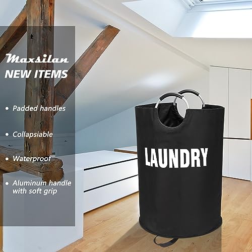 Maxsilan 160L XX-Large Laundry Basket, Freestanding Tall Clothes Hamper, Collapsible Laundry Bag, Black - color: Black, size: 160l