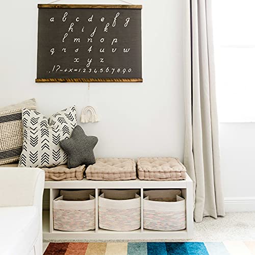 OrganiHaus Set of 3 Rainbow Baskets - Colorful Woven Storage Baskets for Playroom, Nursery & Classroom Decor, Toy Storage, Rainbow Stitches, 15x9x10 - color: Stitches Rainbow