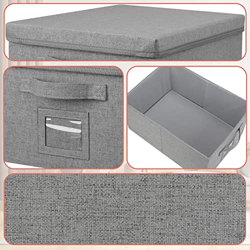 Graciadeco 22.8qt Closet Storage Boxes with Lids Gray Folding Keepsake Storage Bins Stackable Flat Lidded Carboard Storage Contaner for Clothes Barbie Shoes, 2 Pack - color: Grey