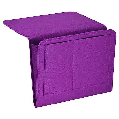 PATIKIL 11in Bedside Caddy, Bed Caddy Bedside Organizer Hanging 5 Pocket Soft Felt Bed Pockets Bedside Storage Organizer Remote Control Holder for Bedroom Phones Glasses, Purple - color: Purple, size: 10.6*8.6inch