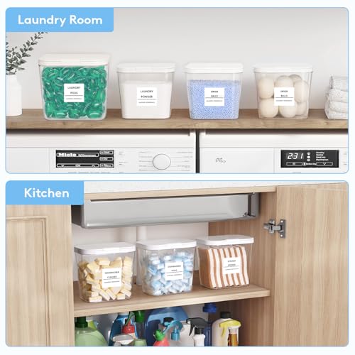 Lifewit Laundry Pods Container with Pop-up Lid, Laundry Room Organization, Dryer Sheet Holder for Washing Powder Scent Booster Beads, 2700 +4500ml/0.72+1.2gal,2 Pcs - style: 0.72+1.2gal